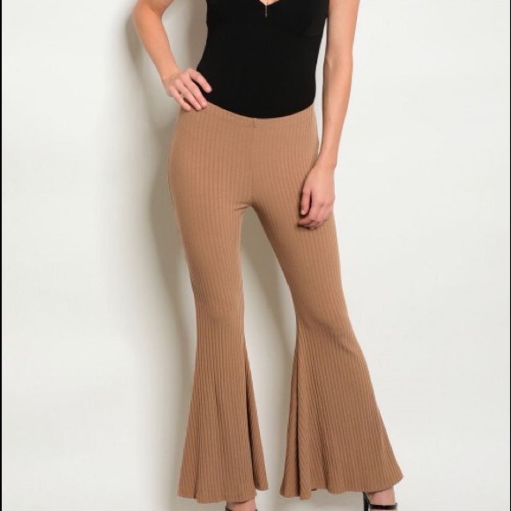 Ribbed bell bottom pants